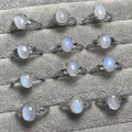 Natural Moonstone White Copper Adjustable Ring