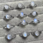Natural Moonstone White Copper Adjustable Ring