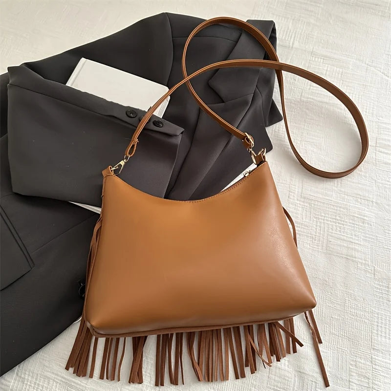 Tassel Suede Crossbody Bag