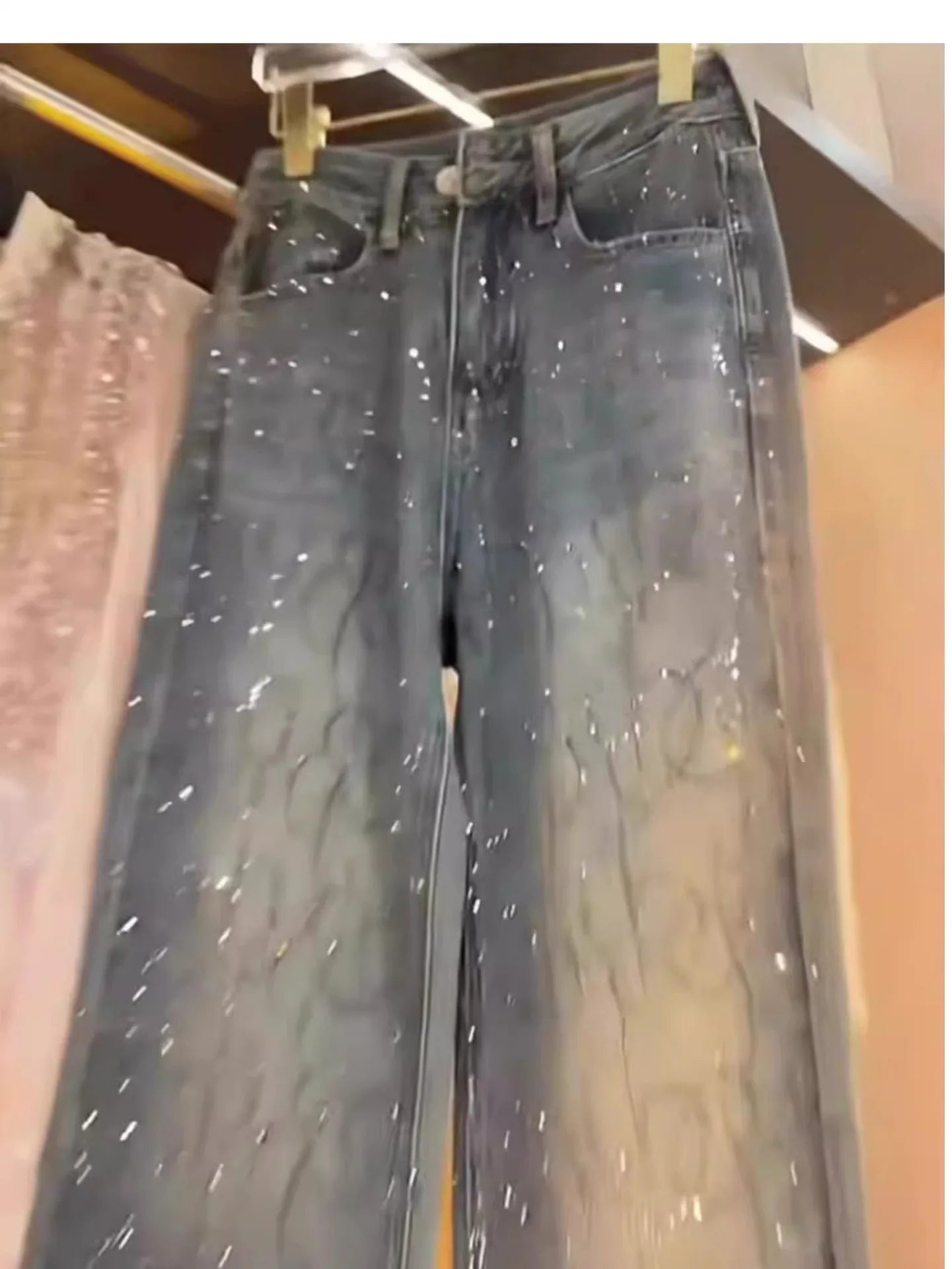 Diamonds Beaded Denim Pants