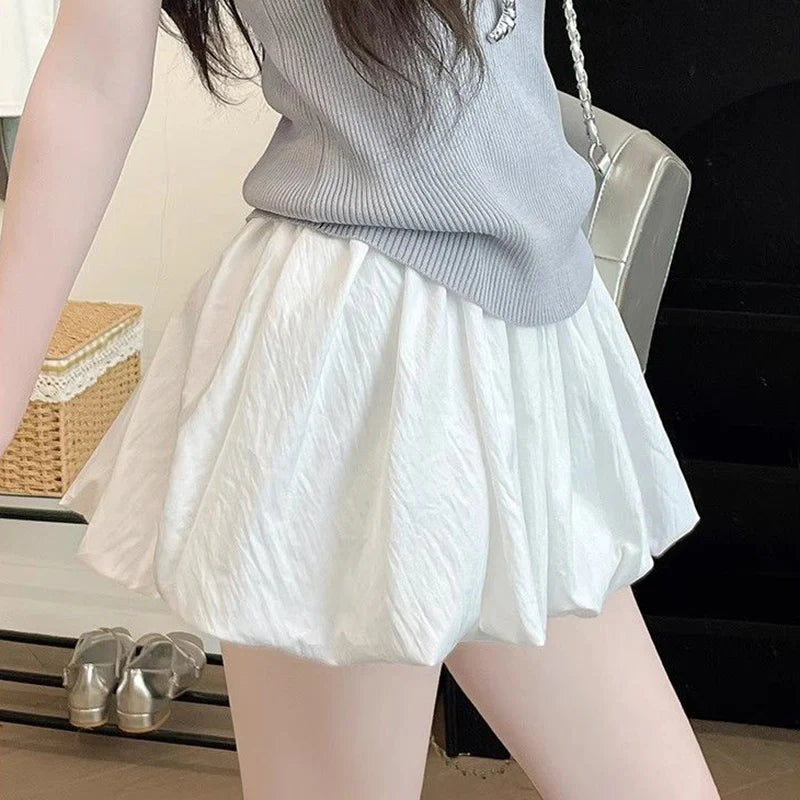 High Waist Ruched A-line Skirts