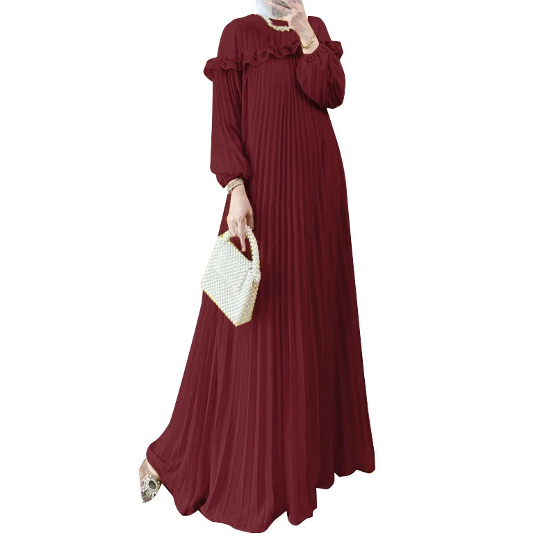 Long Sleeve Pleated Sundress
