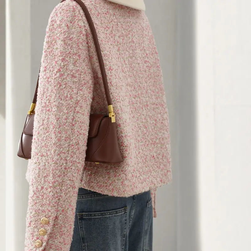 Round Neck Tweed French Temperament Jacket
