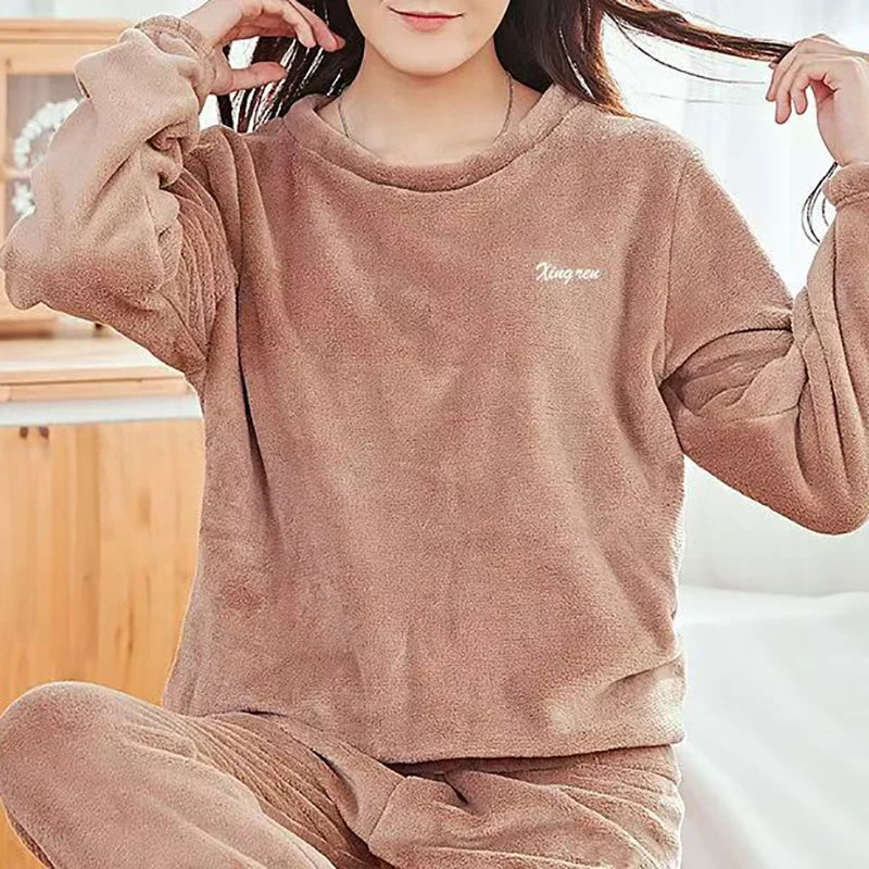 Velvet Pajama Round Neck Set
