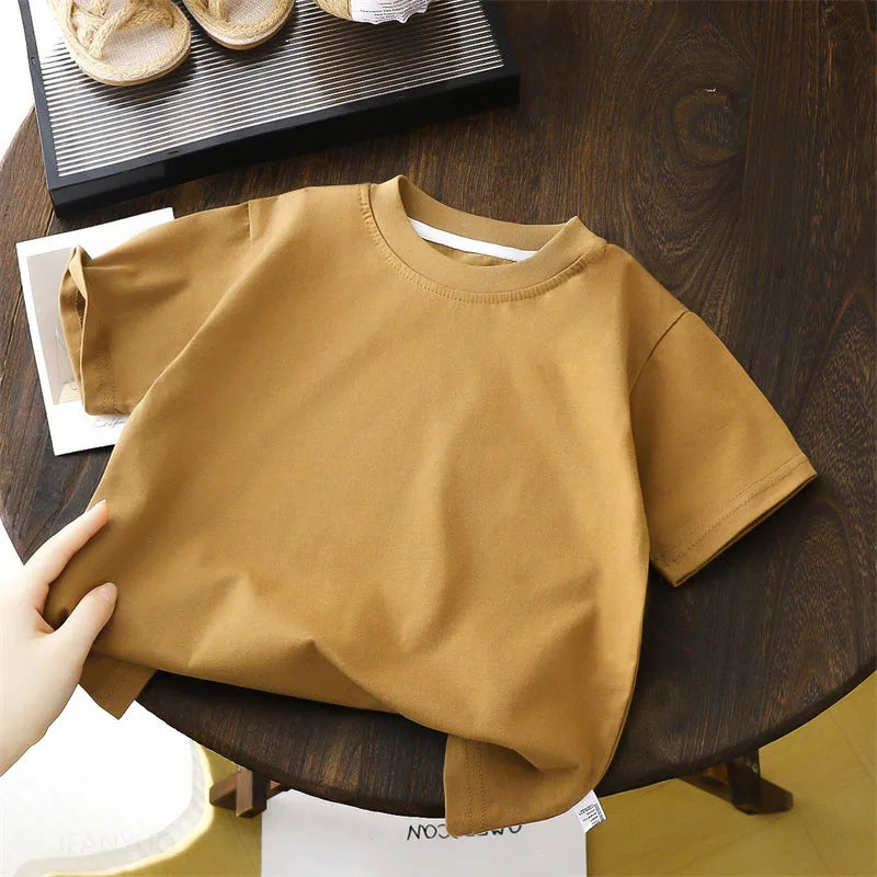 Solid Cotton Casual Short Sleeve Tee