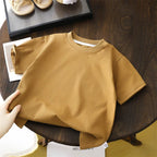 Solid Cotton Casual Short Sleeve Tee