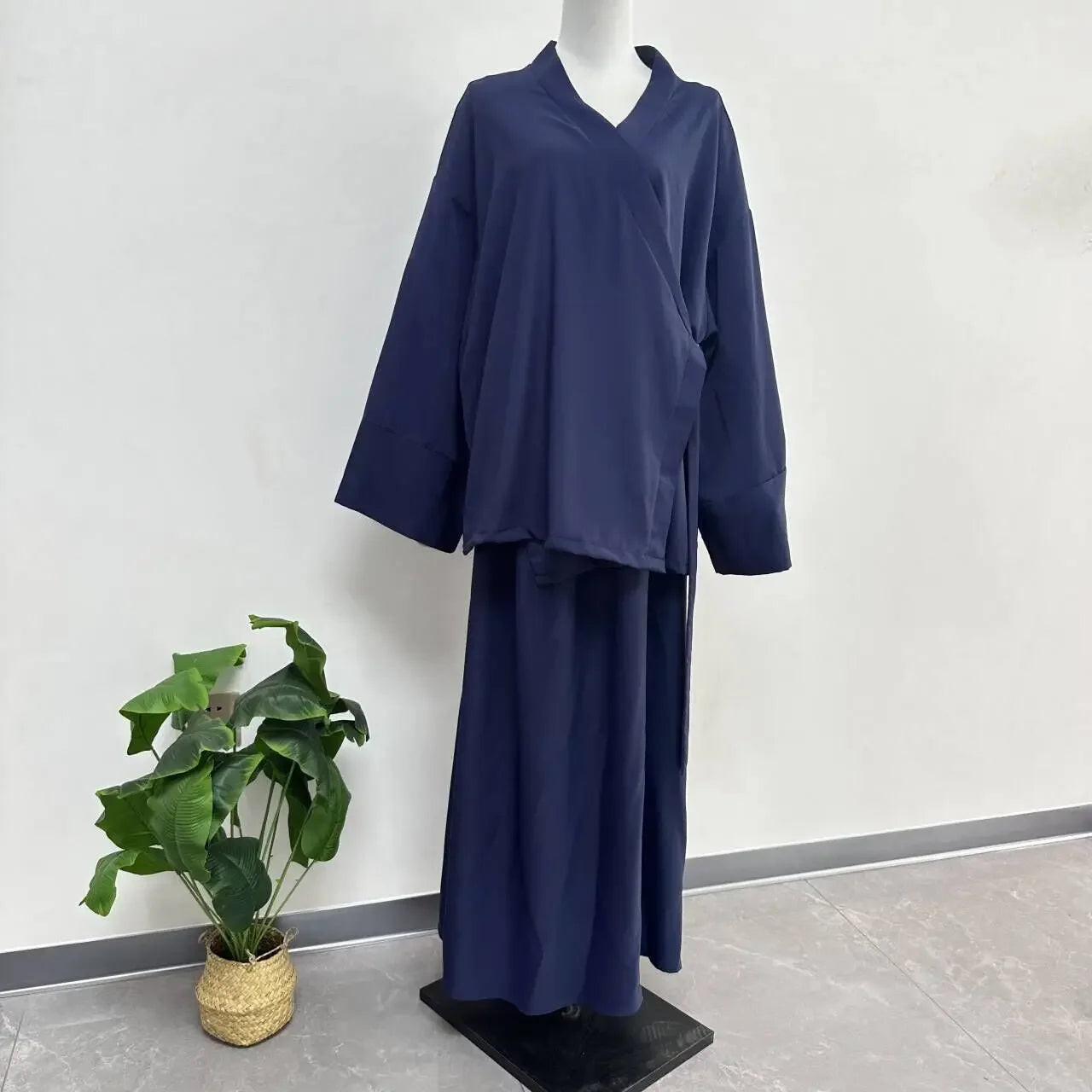 Eid Muslim Suit Modest Two Piece Women Lace Up Top Skirt Outfits Ramadan Morocco Dubai Abayas Ensemble Islam Arab Jalabiya 2025