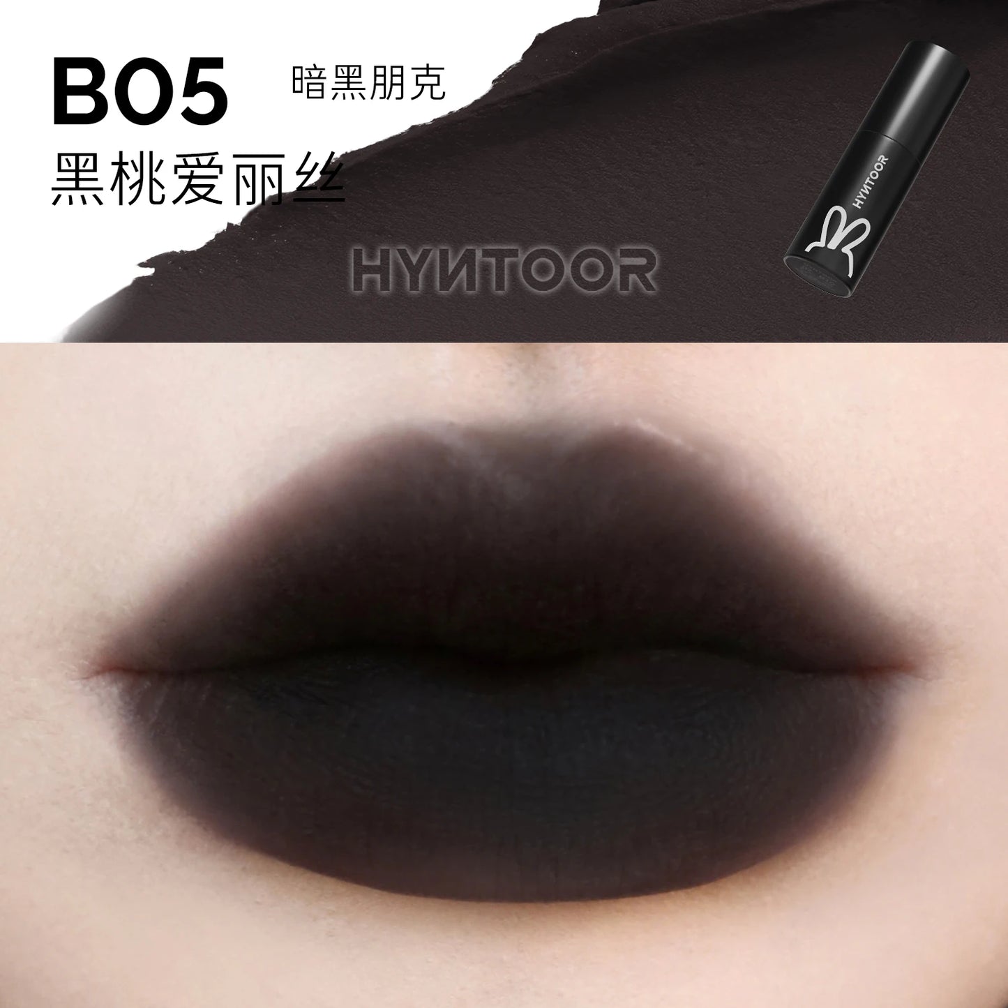 Hyntoor Matte Lip Mud Nude Goth Soft Mist Velvet Punk Smoky Black Grey High Colors Lipstick Lasting Lip Makeup