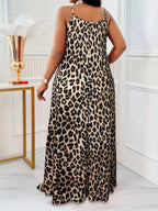 Leopard Print Spaghetti Strap Maxi Dress