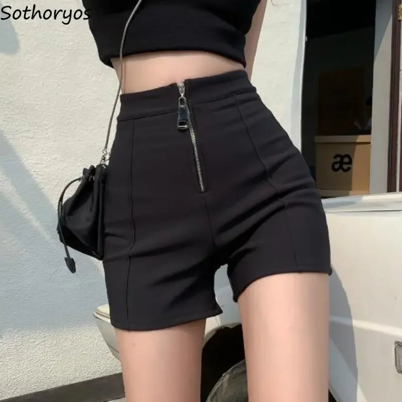 High-Waisted Front-Zip Tailored Shorts