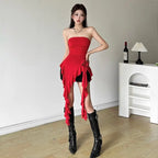 Irregular 3D Roses Ruffle Slim Top