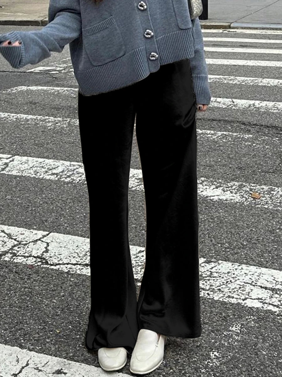 Chic Satin Wide Leg Dress Pants
