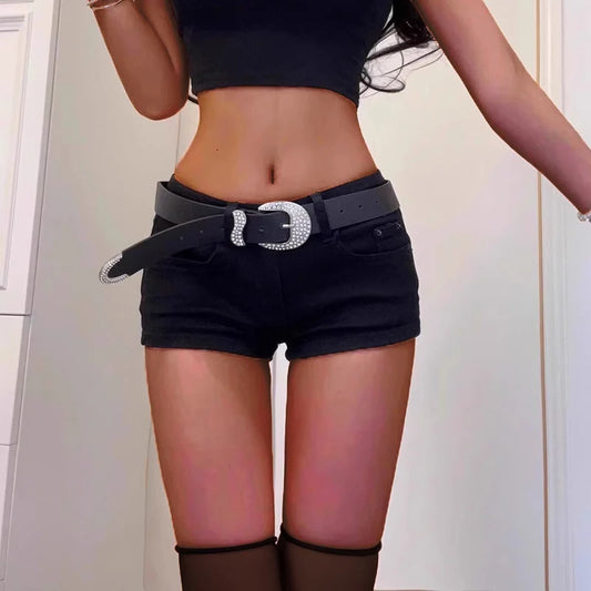 High Waist Aesthetic Straight Leg Jean Shorts