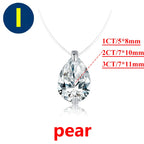 925 Sterling Silver 1ct D VVS1 Diamond with GRA Moissanite Fishing Line Blue Pendant Necklace