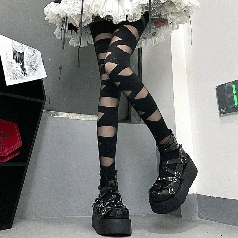 Bandage Silk Thigh Knee Socks