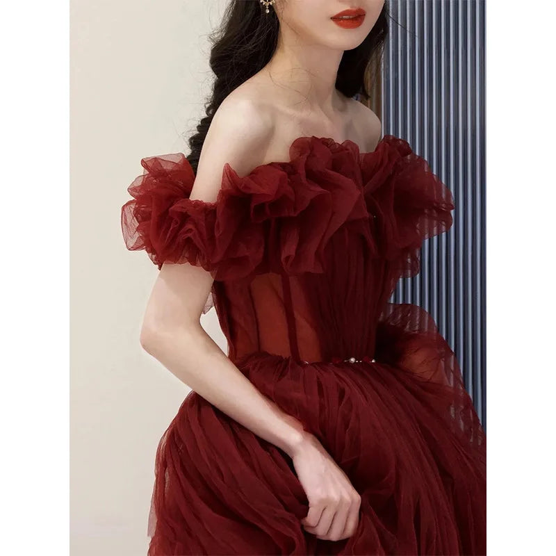 Ruffled Tulle Ball Gown