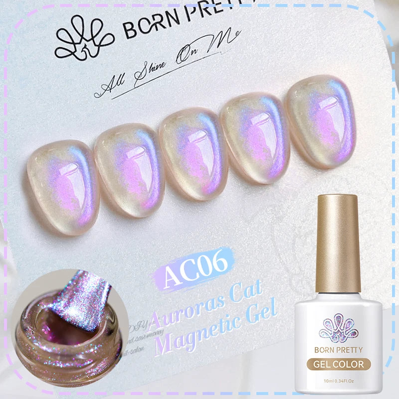 BORN PRETTY 10ml Water Light Cat Magnetic Gel Nail Polish Shining Super Sliver-light Holographics Soak Off UV Gel Varnish