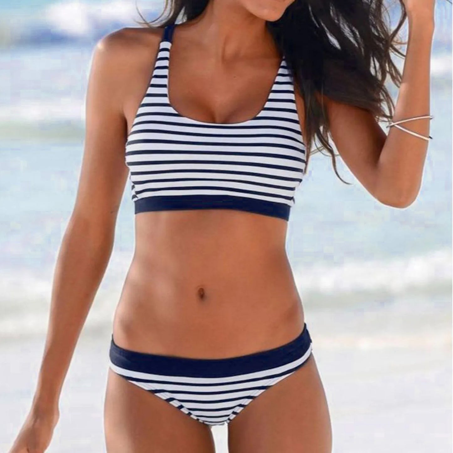 Striped Print Low Waisted Bikini