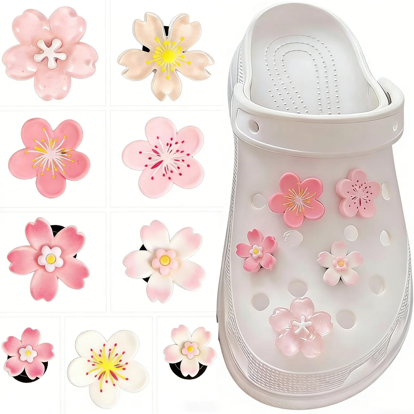 Sakura Flower Croc Charms