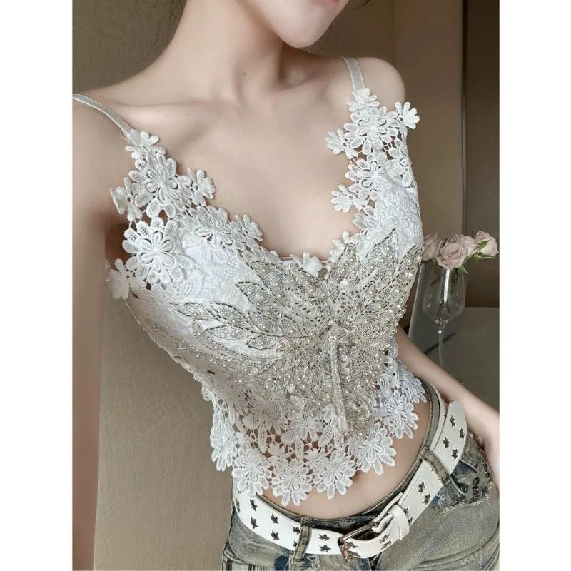 Floral Lace Corset-Style Cami