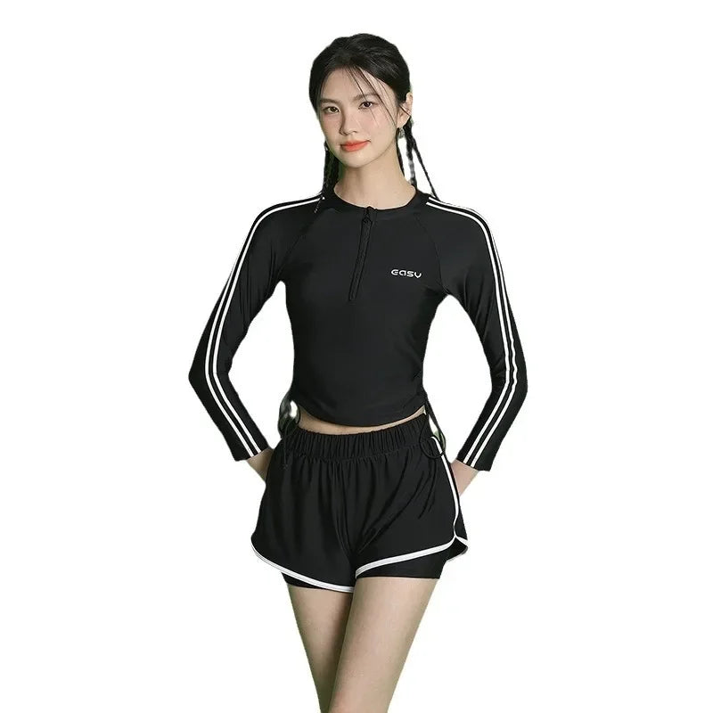 Conservative Slimming Long Sleeve Swimsuit