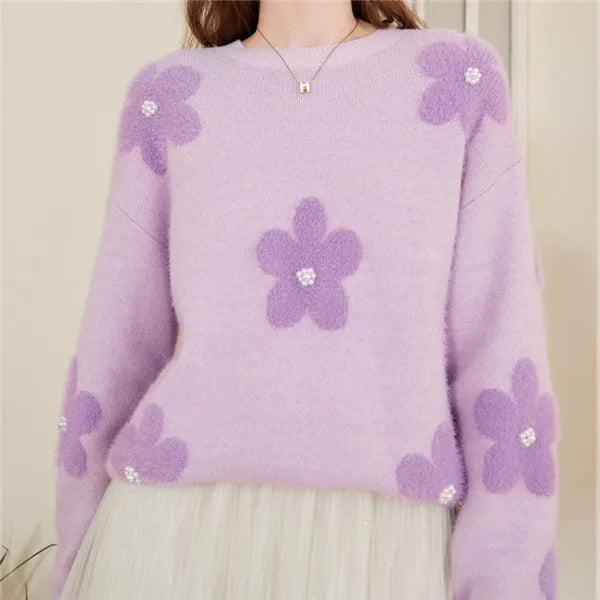 Flower Print Sweater