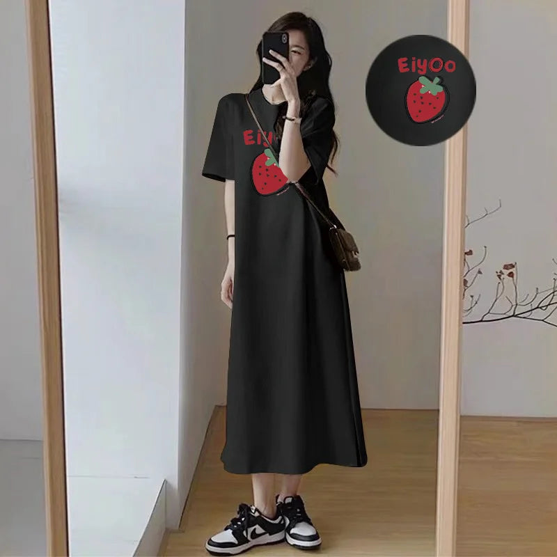 Strawberry Print T-Shirt Dress