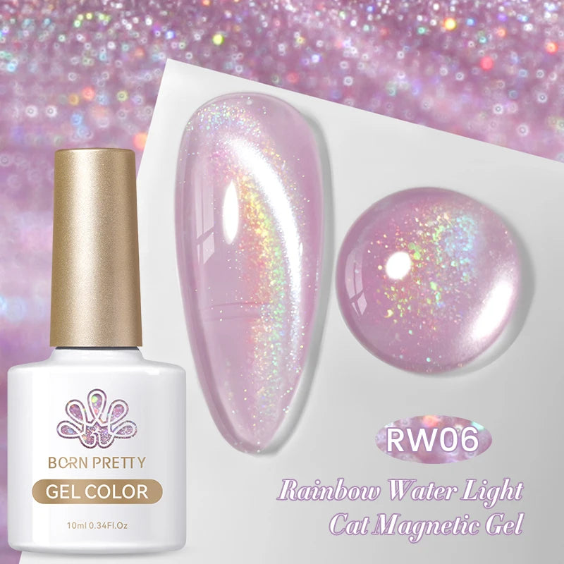 BORN PRETTY 10ml Water Light Cat Magnetic Gel Nail Polish Shining Super Sliver-light Holographics Soak Off UV Gel Varnish