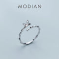 Sparking Zircon Butterfly Wings with Slub Ring