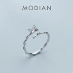 Sparking Zircon Butterfly Wings with Slub Ring