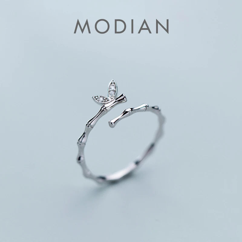 Sparking Zircon Butterfly Wings with Slub Ring
