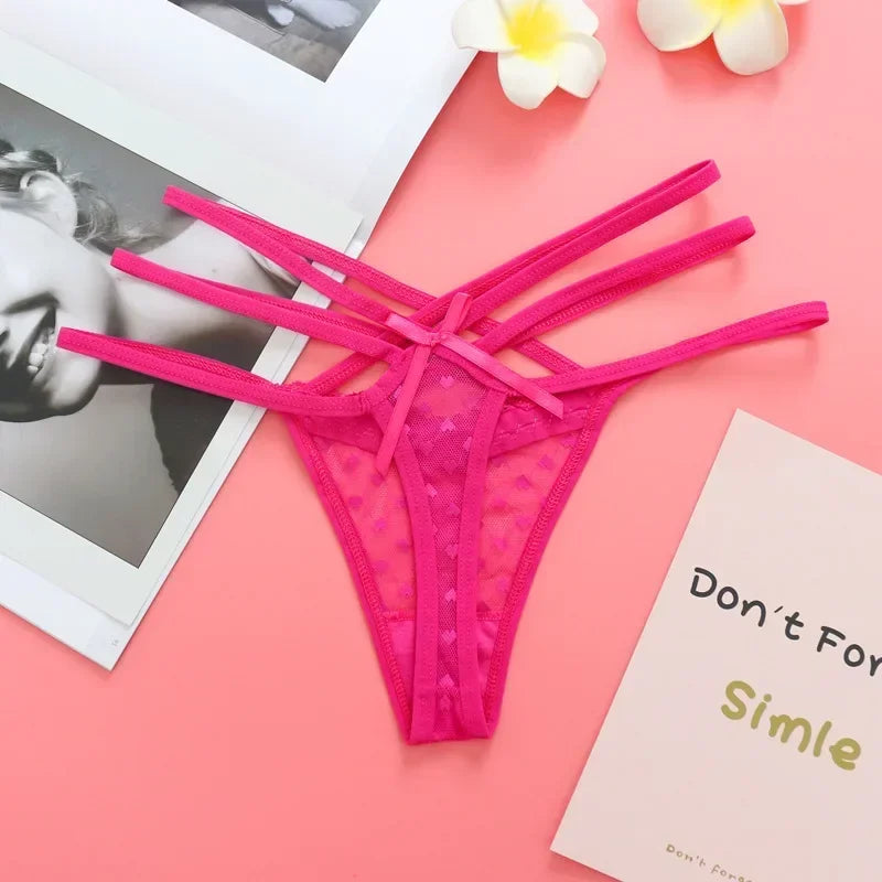 Sexy Lace Thong G-Strings Female Women's Panties Seamless Low Waist Underwear Panty Bowknot Briefs Lingerie for Ladies Underpant