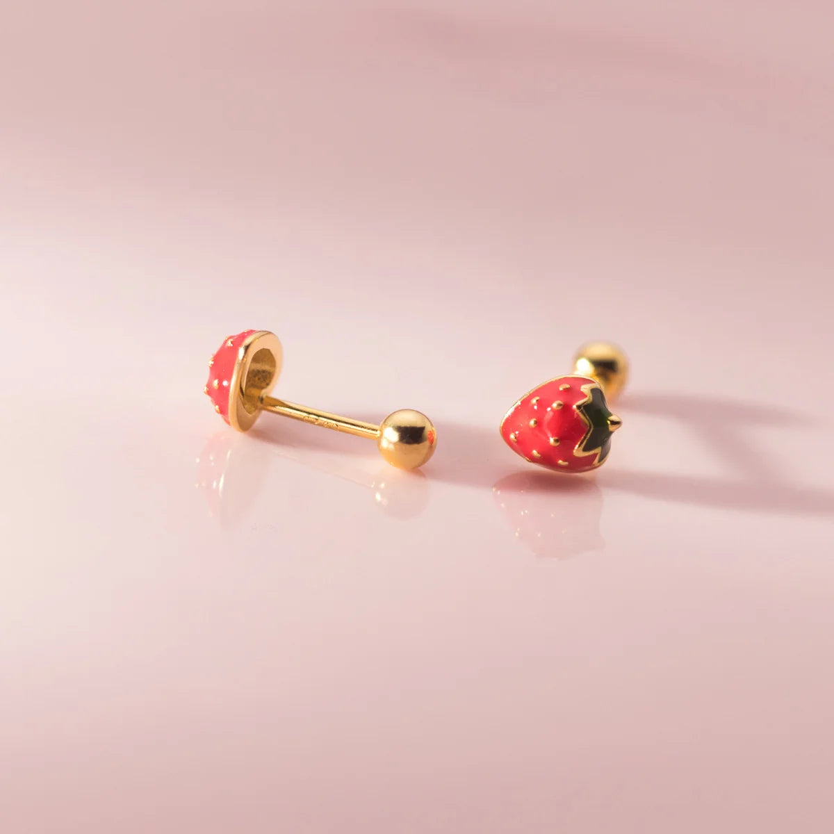 925 Sterling Silver Red Strawberry Earrings