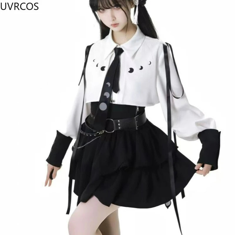Shirt + Slim Mini Pleated Skirt Set