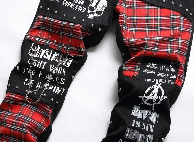 Dual-Tone Tartan Streetwear Pants