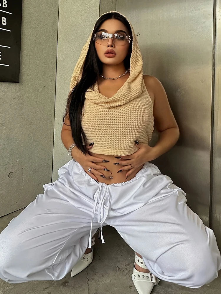 Hooded Sleeveless Knitted Top