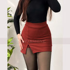 A-Line High Waist Split Mini Skirt