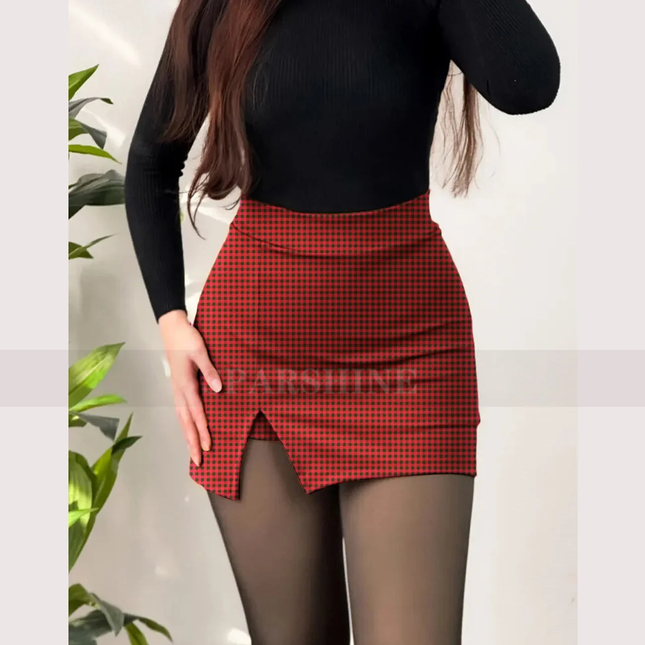 A-Line High Waist Split Mini Skirt