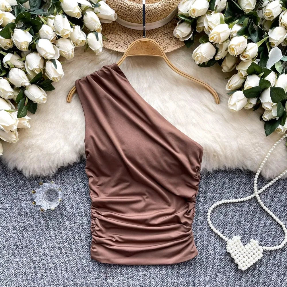 Asymmetrical Pleated Tank Top