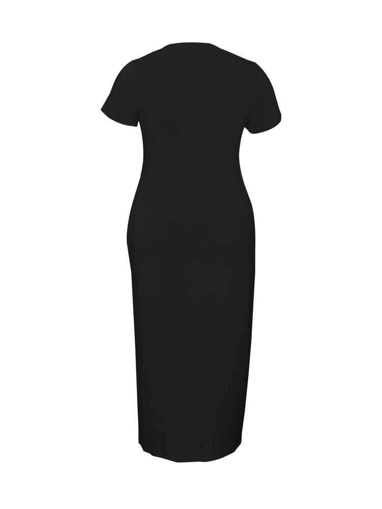 Short Sleeve V Neck Dress