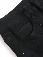 Rhinestone Embellished Black Stretch Skinny Jeans