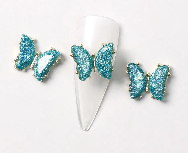 10Pcs Fairy Pink Zircon Nail Art 3D Charms Jewelry Butterfly Shaped Nail Crystal Alloy Decals 11*9mm Rhinestone Nail Decoration*
