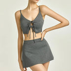 Pinstripe Crop Top and Mini Skirt Set