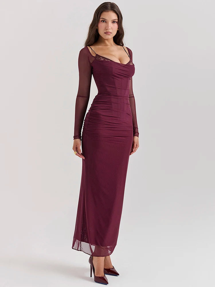 Mozision Sheer Long Sleeve Maxi Dress