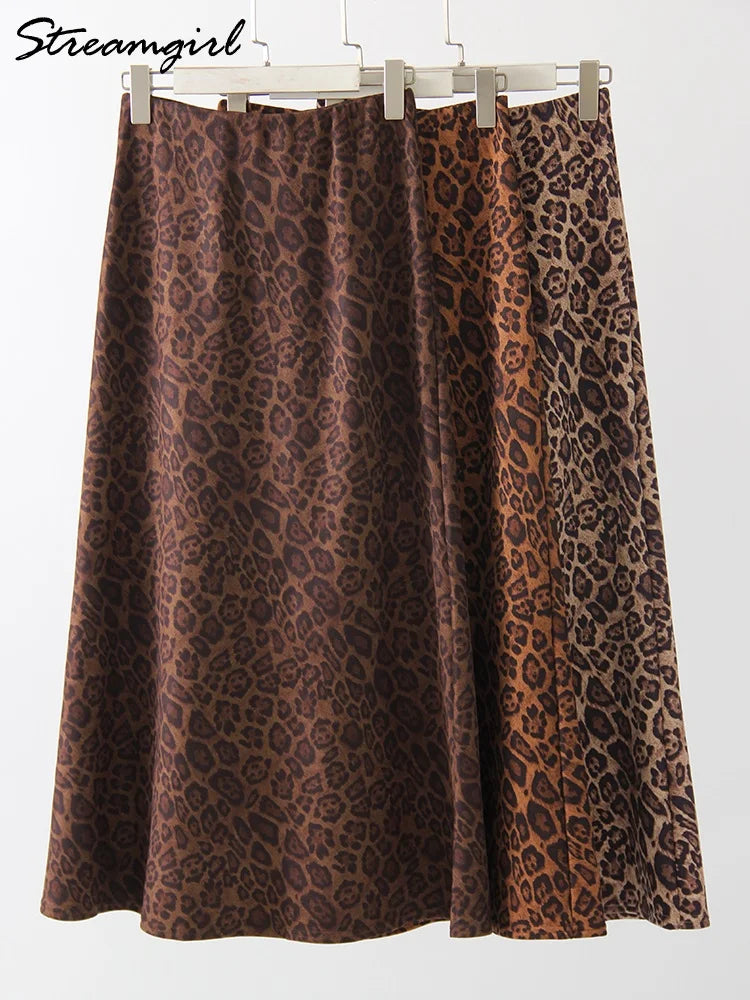 Leopard Print Suede Skirt