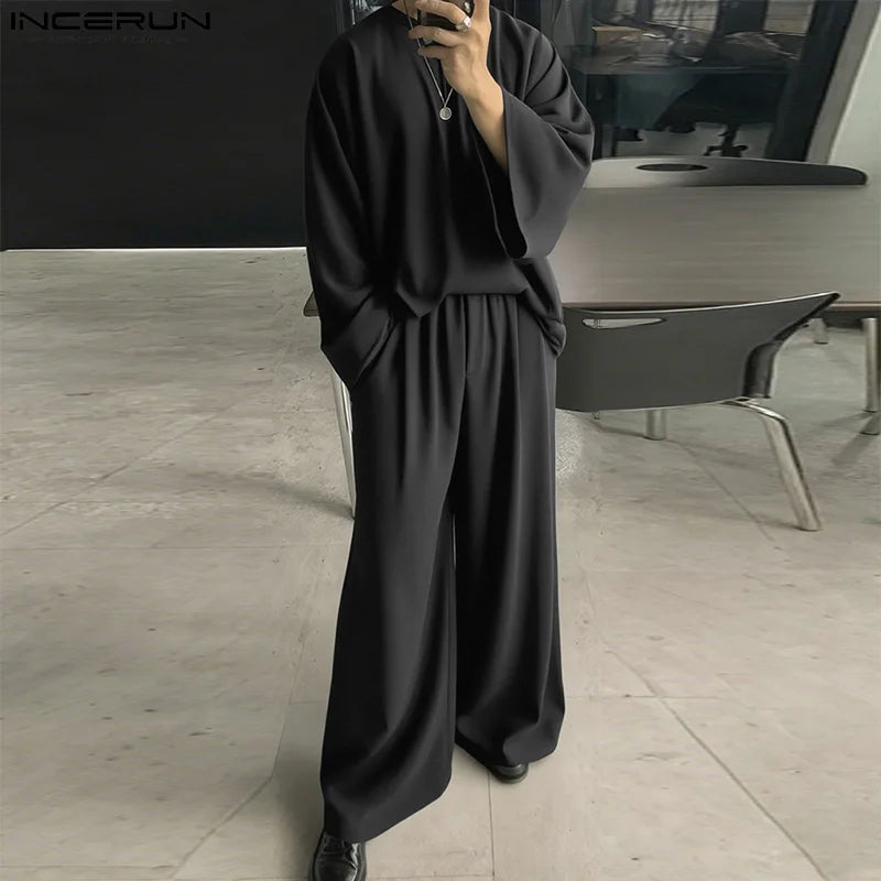 Solid Color O-neck Long Sleeve T Shirt & Pants Set