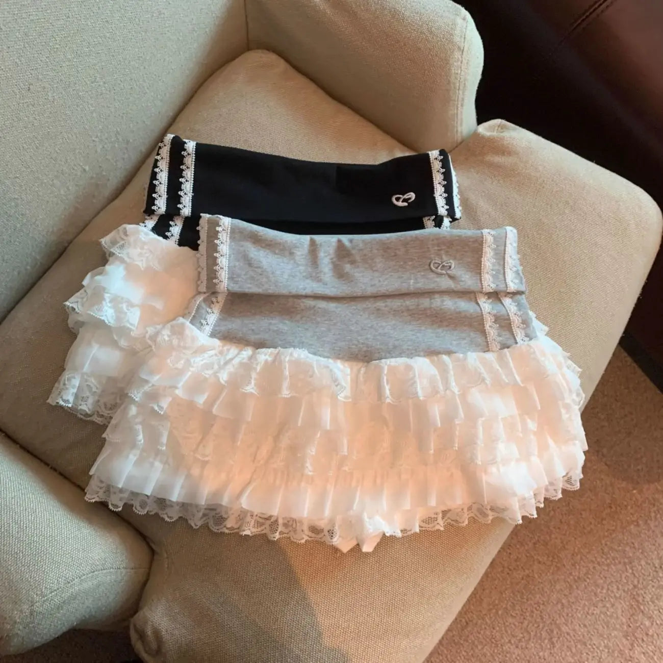 Splice Lace High Waist Mini Skirt