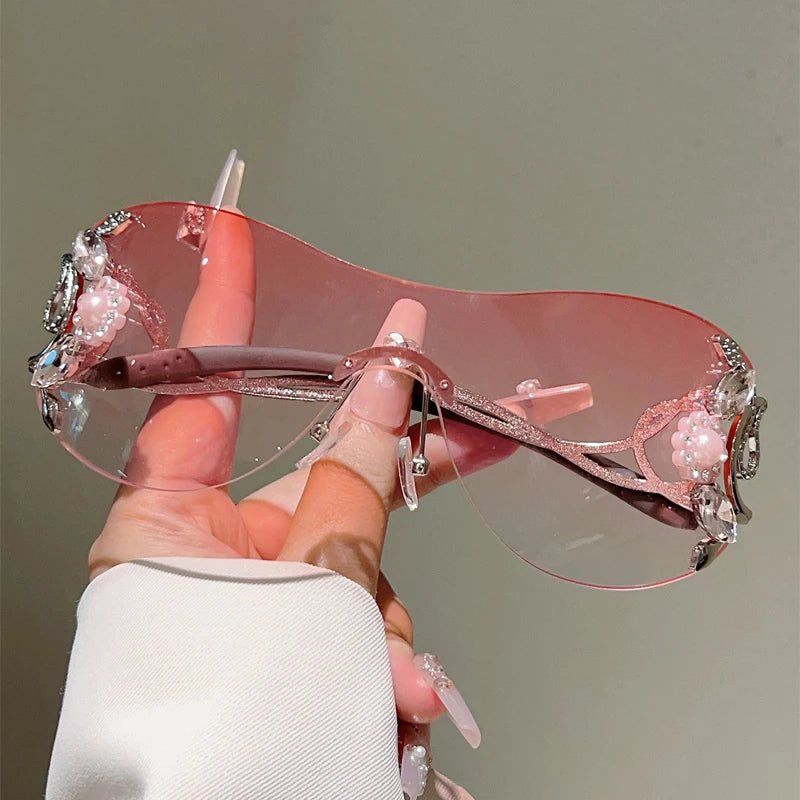 KAMMPT Rimless Sunglasses with Rhinestones