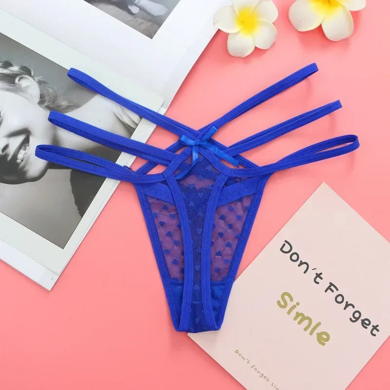 Sexy Lace Thong G-Strings Female Women's Panties Seamless Low Waist Underwear Panty Bowknot Briefs Lingerie for Ladies Underpant