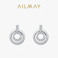 925 Sterling Silver Fashion Round Clear CZ Stud Earrings